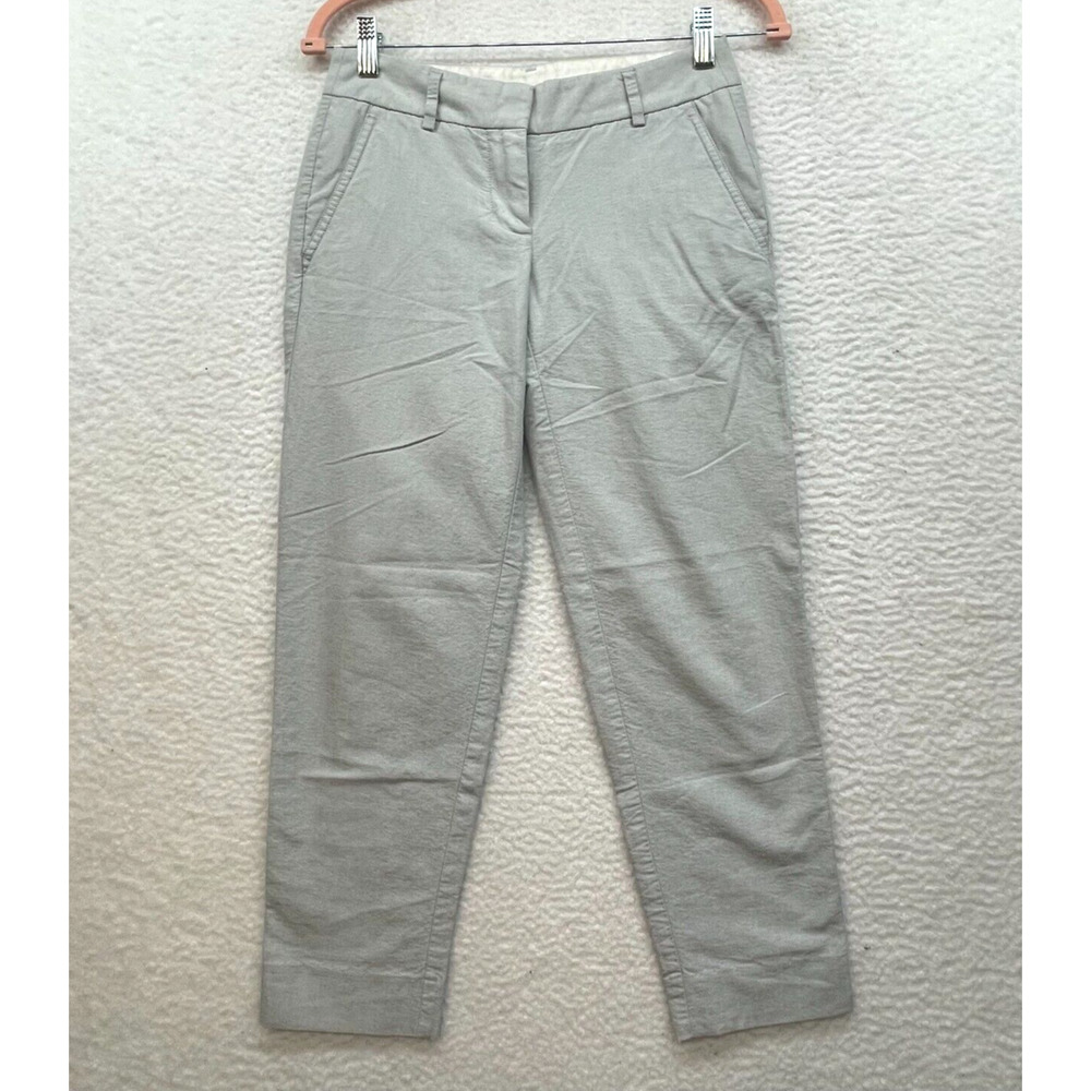 J Crew Pants Womens 00 Gray Skimmer Oxford Straight Dress Pant Preppy Classic